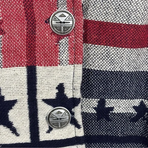 New Identity Hand Woven Red White Blue Stars Stripes Blazer Jacket Women’s Sz. S - Picture 4 of 8